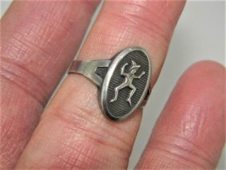 Vintage Signed Sterling Silver Girl Scout Brownie Oval Adjustable Signet Ring