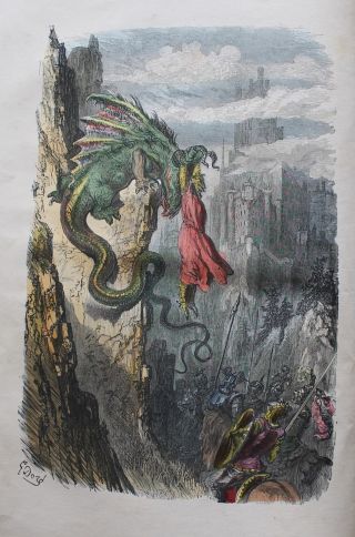 The Adventures Of St.  George.  10 Hand - Coloured Plates By Gustave Dore.  1858.  Rare.