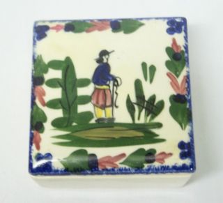 Vintage Blue Ridge Southern Pottery French Peasant Hand Painted Square Box