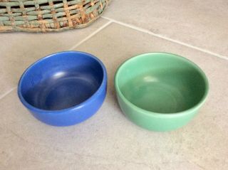 Vintage Padre Pottery Small Bowls Matte Green And Blue 3 1/2 "