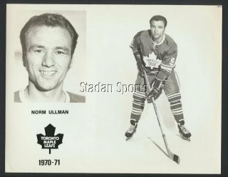 Norm Ullman Hof 1970 - 71 Toronto Maple Leafs Vintage Nhl Hockey Press Photo