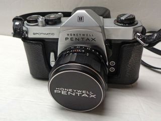 Vintage Pentax Honeywell Spotmatic Camera With Takumar 1.  8 55mm Lens