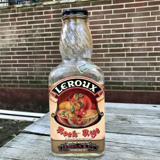Vintage Labeled Leroux Rock And Rye Liquor Bottle Philadelphia Pa 1952 4/5 Quart