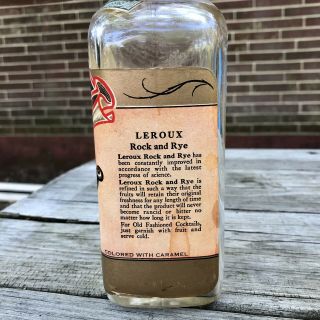 Vintage Labeled Leroux Rock And Rye Liquor Bottle Philadelphia PA 1952 4/5 Quart 3