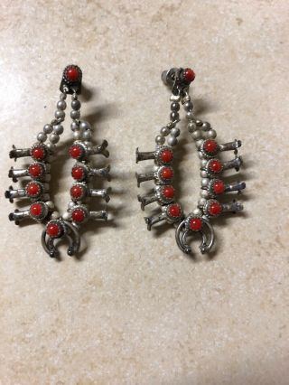 Vintage Sterling Silver & Coral Earrings