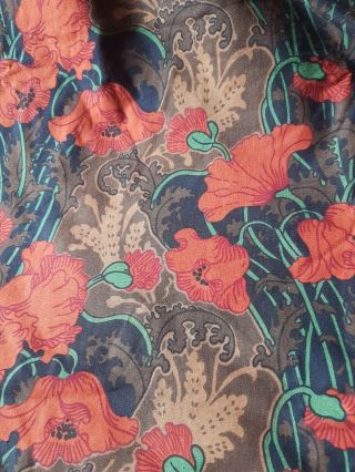 Rare Huge Wide Vintage Liberty Clementina Poppies Hall Door Curtain 83 " L X 95 " W