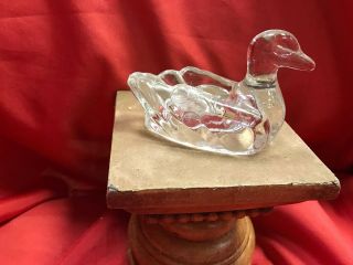 Vintage L E Smith Clear Glass Duck Pipe Holder Or Ashtray
