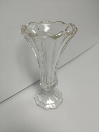 Set Of 4 Vintage Ice Cream Tulip Sundae Dish 7 " Tall Clear Glass 3 " Footed Base