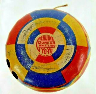 Duncan Whistling Metal Yo - Yo Vintage 1930s Dart Board Motif