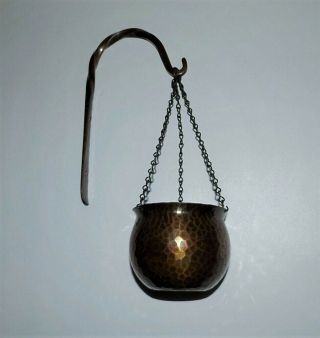 Vintage Arts & Crafts Hand Hammered The Avon Coppersmith Hanging Copper Planter
