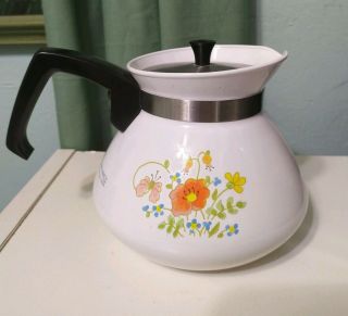 Vintage Corelle Corning Wild Flower Small Teapot Tea Pot Kettle 6 Cup P - 104