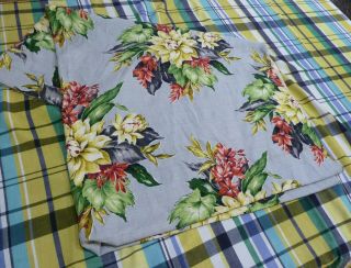 Vintage Vat Prints Floral Barkcloth Fabric Material (46 " X 74 ")