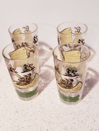Set Of 4 Davy Crockett Tumblers Glasses 1950s