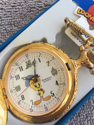 Vtg Armitron Pocket Watch Looney Tunes Bugs Bunny Pocket Watch With Friends Nib
