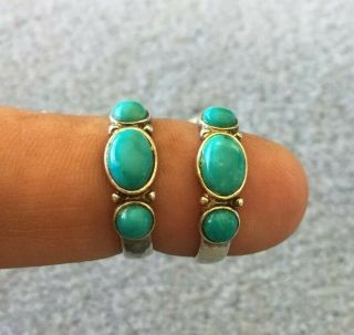 Carolyn Pollack Relios Vintage Turquoise And Sterling Silver Hoop Post Earrings
