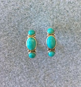 Carolyn Pollack Relios Vintage Turquoise and Sterling Silver Hoop Post Earrings 2
