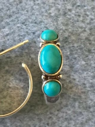 Carolyn Pollack Relios Vintage Turquoise and Sterling Silver Hoop Post Earrings 3