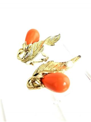 VTG Sara Coventry Simulated Coral Bud Clip On Earrings 3