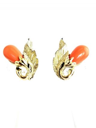 VTG Sara Coventry Simulated Coral Bud Clip On Earrings 5