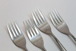4 Vintage Oneida Community Via Roma Stainless Steel Flatware Dinner Forks (2nd) 2
