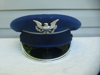 Vintage Bancroft U.  S.  Military Air Force Officers Dress Hat & Badge Sz.  7 - 1/8