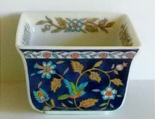 Miniature Succulent Flower Pot Takahashi Silk Road Blue Floral Ceramic Vtg 1983