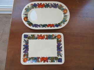 2 Pc Vintage Villeroy & Boch China Acapulco Butter Tray & Pickle Relish Dish