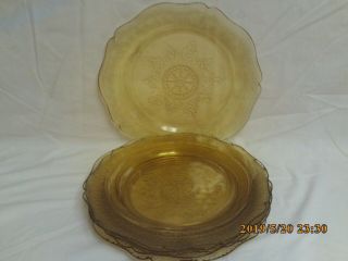 Vtg Federal Depression Glass 6 Pc Dinner Plate Patrician Spoke Yellow Amber
