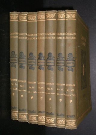 7 Vol.  Antique 1902 Illust.  Hb.  Character Sketches Of Romance,  Fiction & Drama