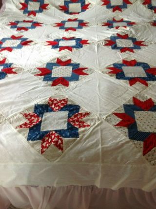 Vintage Red,  White And Blue Quilt Top