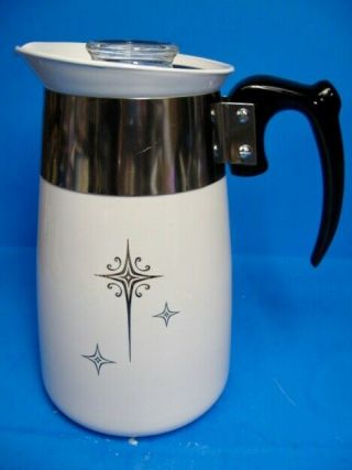 Vintage Corning Ware 6 Cup " Platinum Starburst " Coffee Pot Percolator P - 106