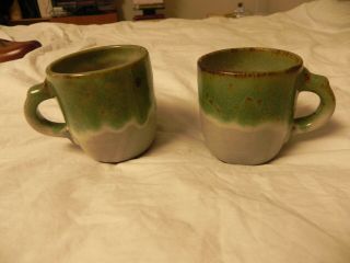 2 Vintage Design 3 1/2 " Technics Glazed Pottery Coffee Mugs