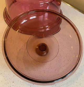 Vintage Corning Ware Cranberry Vision 3.  5 Liter Dutch Oven Casserole 7