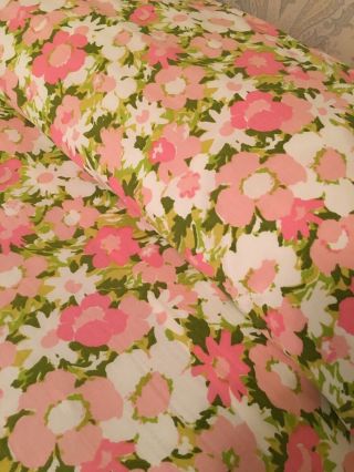 Vintage Full Size Bedspread Fabric Bedspread Retro Flower Floral Pink Green