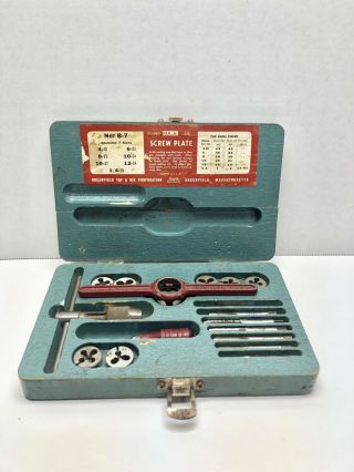 Vintage Tap & Die Set Wooden Box Made In The Usa