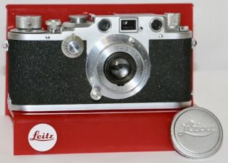 Leica Wartime Iiic Body,  5cm F/3.  5 Elmar Sharkskin Cover Made In Germany 1945
