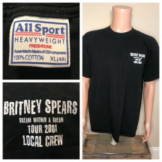 Vintage Britney Spears 2001 Tour Dream Within A Dream T - Shirt Crew Single Stitch