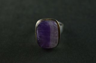 Vintage Sterling Silver Purple Stone Dome Ring - 10g