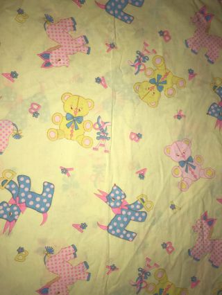 Vintage Crib Nursery Bed Sheet Blanket Little Animals So Cute