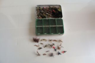 Vintage Perrine 100 Fly Box With 90 Hand Tied Flies
