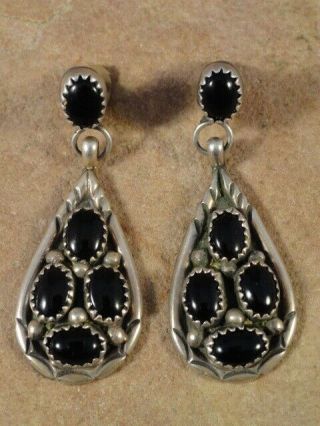 Vintage Pawn Navajo Sterling Silver & Black Onyx Earrings