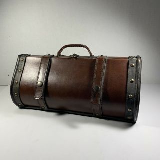 Vintage Brown Leather Wine Bottle Holder Case Carrier