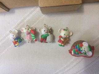 Vtg 80s Avon Merry Little Christmas Mini Mouse Ornaments Set Of 5 W Boxes