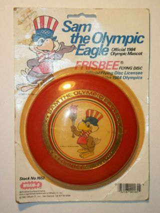 Nos Vintage 1983 Wham - O Sam The 1984 Olympic Eagle Mascot Blue 5 " Mini - Frisbee