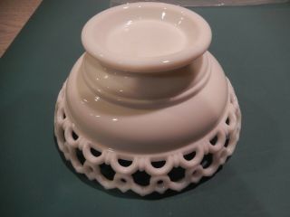 Vintage Milk Glass Bowl W/ Atterbury Lace Edge,  Base For Hen On Nest Or Covered