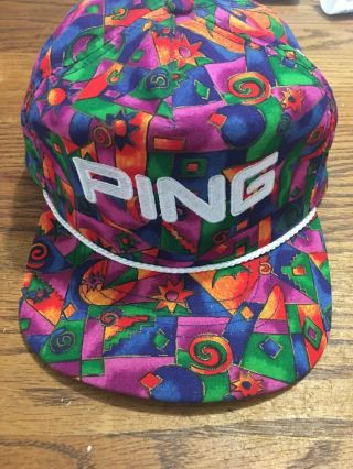 Ping Adjustable Hat Cap Multicolor Golf Made In Usa Vintage,  Rare