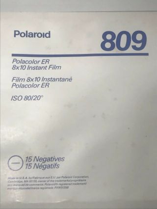Polaroid Polacolor 809 Instant Film 8X10in.  18X24cm Exp SEPT 92 2