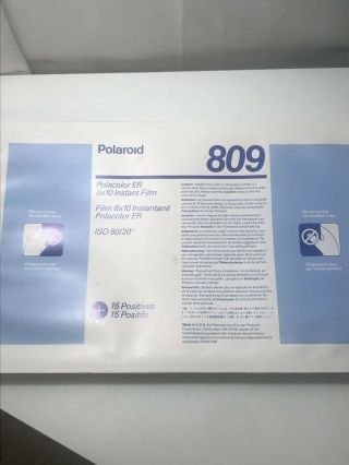 Polaroid Polacolor 809 Instant Film 8X10in.  18X24cm Exp SEPT 92 5