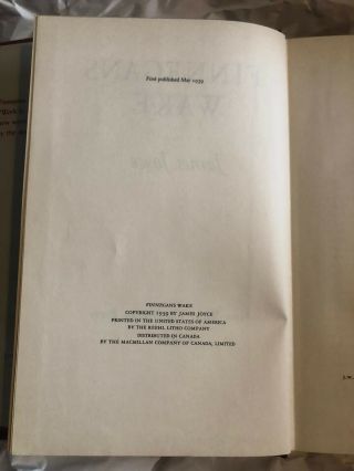 Finnegans Wake,  James Joyce,  The Viking Press,  1939,  First Edition 7
