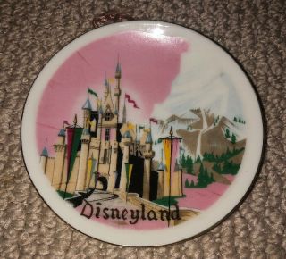 Vintage Disney Castle Mini Hanging Wall Plate (gold Trim) 4” (made In Japan)